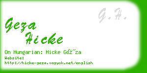 geza hicke business card